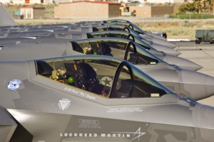 6 ship F-35 static display at Edwards AFB courtesy of Lockheed Martin