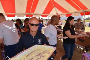 Bill Pupo helping at Luke’s Wingman Day (annual picnic) at Luke AFB serving food to the Airmen.
