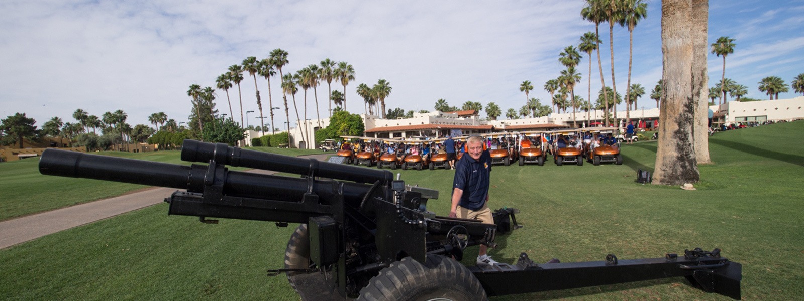Rusty Mitchell lights up the Howitzer at the 2017 Annual Golf Classic