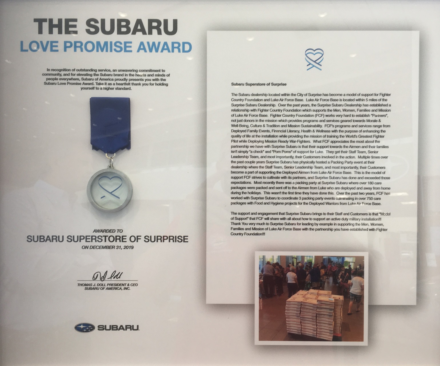 2020 Subaru Share the Love check presentation