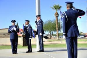 Luke Honor Guard members salute Luke AFB Honor Guard