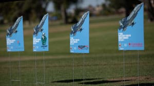 Tee signs at the 2022 annual golf classic