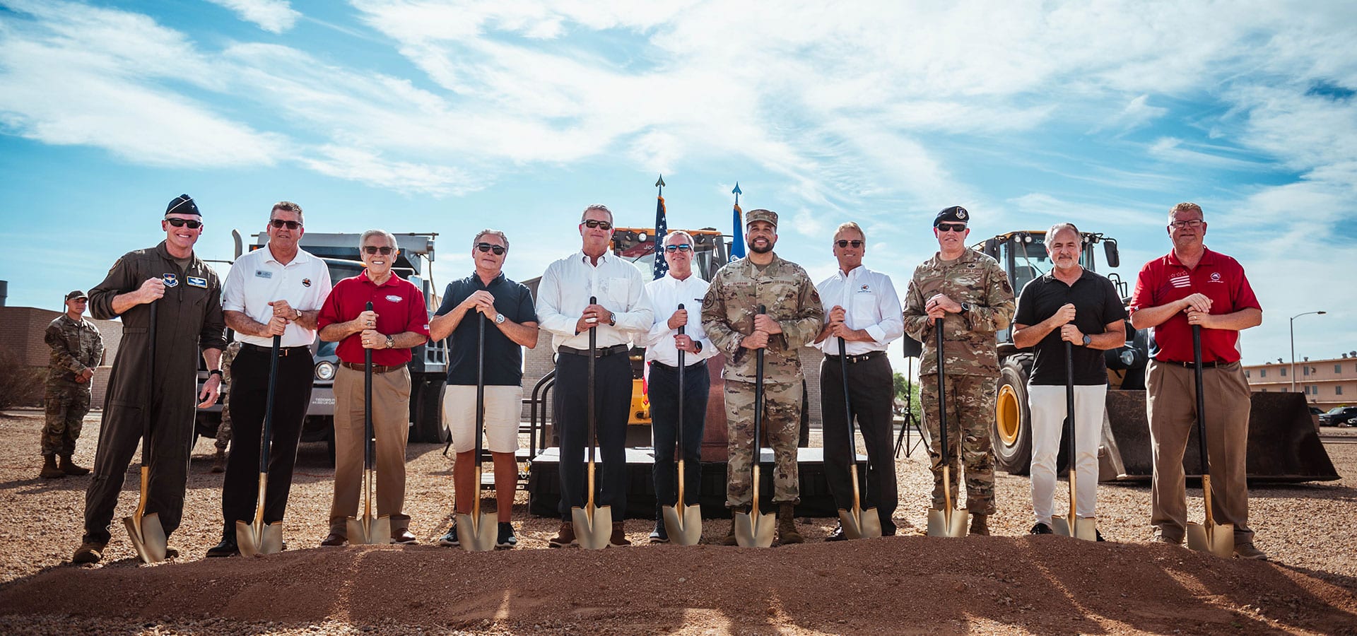 Members of FCF and Luke AFB leadership breaking ground on the new Honor Guard Facility project.