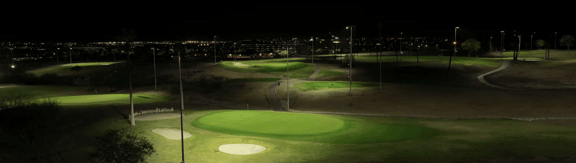 Grass Clippings golf course under the lights in Tempe, AZ.