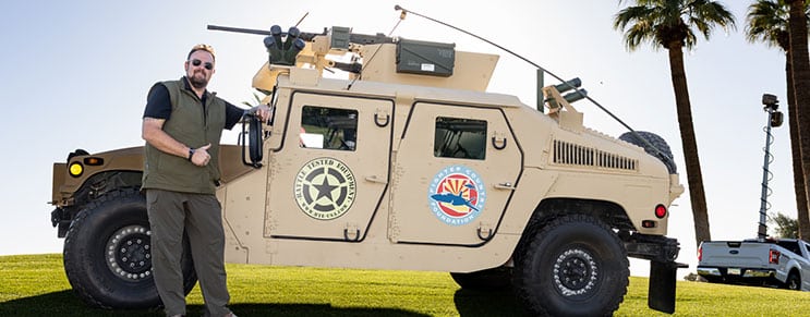 George Urmsten and his Battle Tested Equipment vehicle.